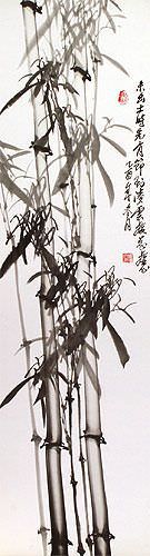Traditional Chinese Bamboo Wall Scroll close up view
