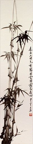 Chinese Bamboo Wall Scroll close up view