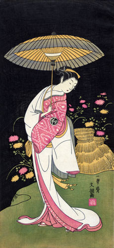 Actress Segawa Kikunojo - Woodblock Print Repro - Japanese Scroll close up view