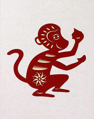 Monkey Symbol Print - Chinese Scroll close up view