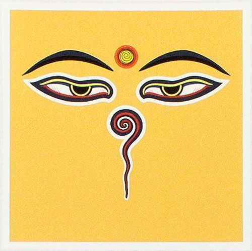 Eyes of Buddha Print - Wall Scroll close up view