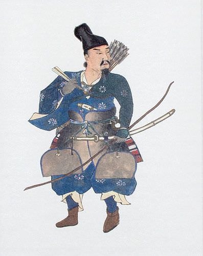 Japanese Archer Samurai Wall Scroll close up view