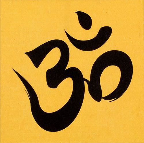 Om Symbol - Hindu / Buddhist Unryu Wall Scroll close up view