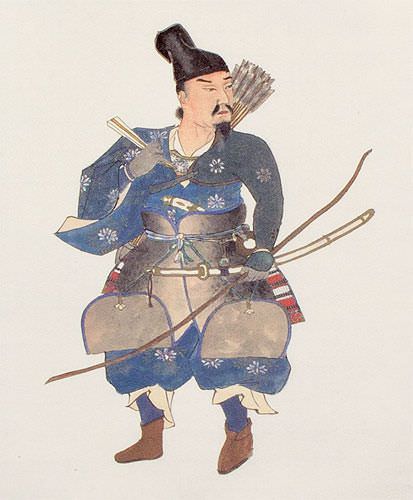 Japanese Samurai Archer Warrior Print Wall Scroll close up view