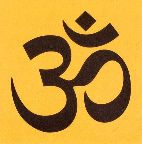 Om Symbol - Hindu / Buddhist Unryu Wall Scroll close up view