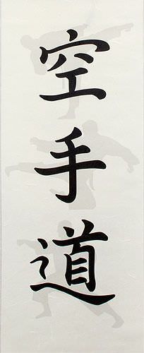 Shadow Karate-Do Japanese Kanji Wall Scroll close up view