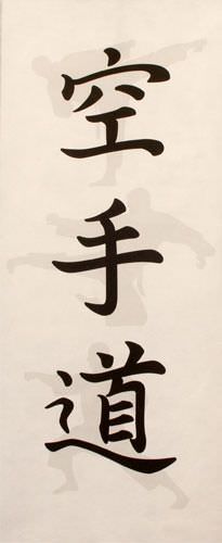 Shadow Karate-Do Japanese Kanji Wall Scroll close up view