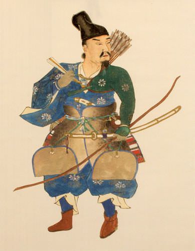 The Noble Archer Warrior - Japanese Print Repro - Large Wall Scroll close up view