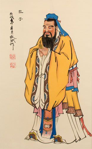 Confucius - Wise Sage - Wall Scroll close up view