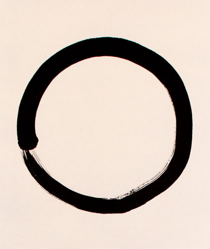 Enso - Buddhist Circle Character - Wall Scroll close up view