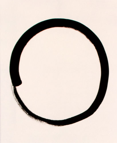 Enso - Buddhist Circle Calligraphy - Deluxe Wall Scroll close up view