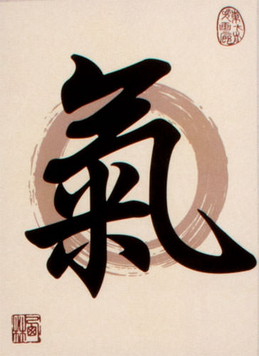 Spiritual Energy in Chinese and Japanese Kanji Symbol - Print Scroll close up view