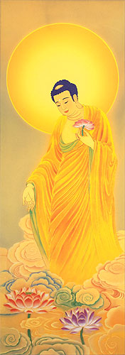 Buddhist Deity Print - Buddha Repro - Wall Scroll close up view