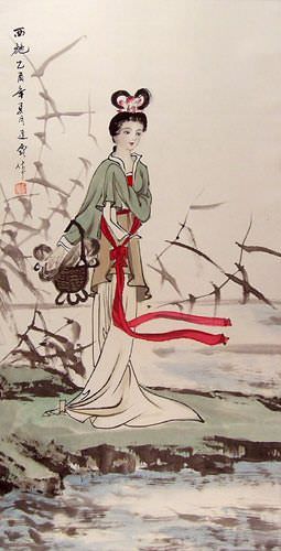 Xi Shi - Fairest Beauty of Ancient China Wall Scroll close up view