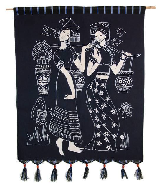 Tribal Ethnic Women Batik Wall Hanging Art