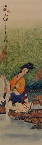 Xi Shi - Most Beautiful Woman in Chinese History - Wall Scroll close up view