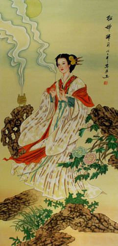 Diao Chan - Famous Beauty of Ancient China - Wall Scroll close up view