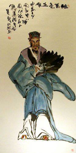 Zhuge Liang - Great Philosopher & Tactician Wall Scroll close up view