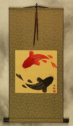 Yin Yang Koi Fish Wall Scroll