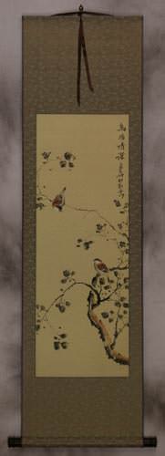 The Couple's Gaze - Chinese Bird and Flower Wall Scroll