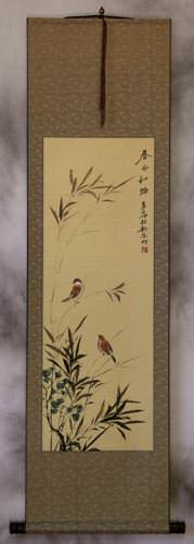 Summer Wishes - Chinese Bird and Flower Wall Scroll