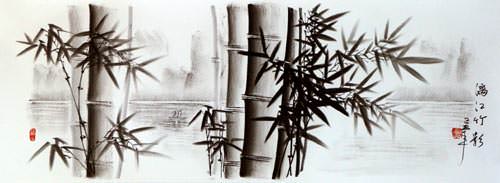 Charcoal Bamboo Landscape Drawing