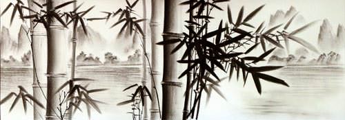 Charcoal Bamboo Landscape Art