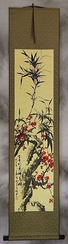 Plum Blossom and Bamboo Wall Scroll