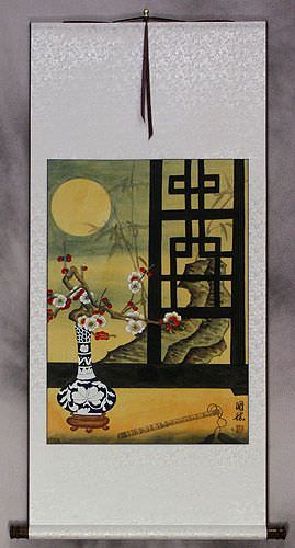 Asian Still Life Scene Wall Scroll