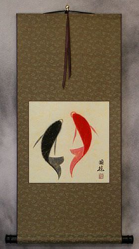 Abstract Yin Yang Fish Art Scroll