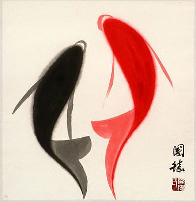 Yin Yang Koi Fish Portrait