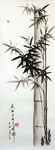 Chinese Charcoal Bamboo Drawing