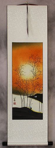 Sounds of Autumn Cranes Wall Scroll