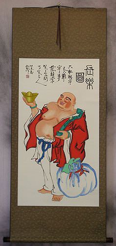 Jolly Happy Buddha Wall Scroll