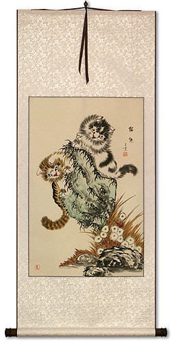 Kittens Cats - Chinese Scroll