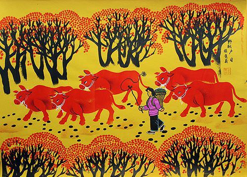 Autumn Fields - Southern Chinese Folk Art Painting