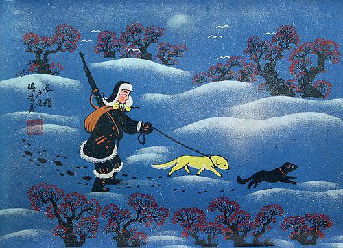 Winter Hunt - Chinese Folk Art Painting
