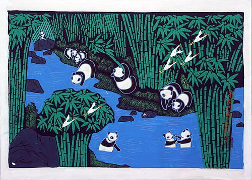 Panda Folk Art Painting
