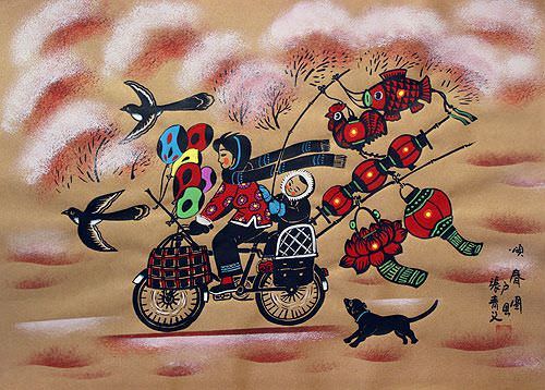 Bringing Spring Festival - Chinese Peasant Painting