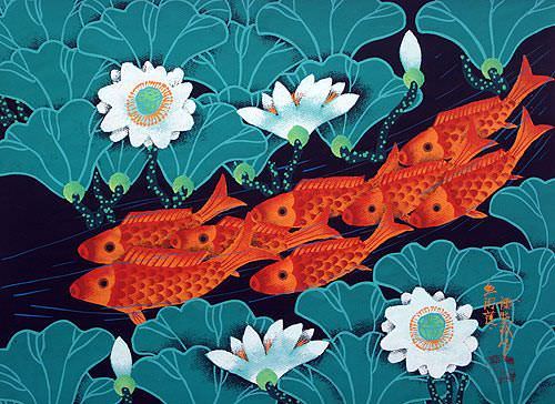 Fish Play in the Lilies