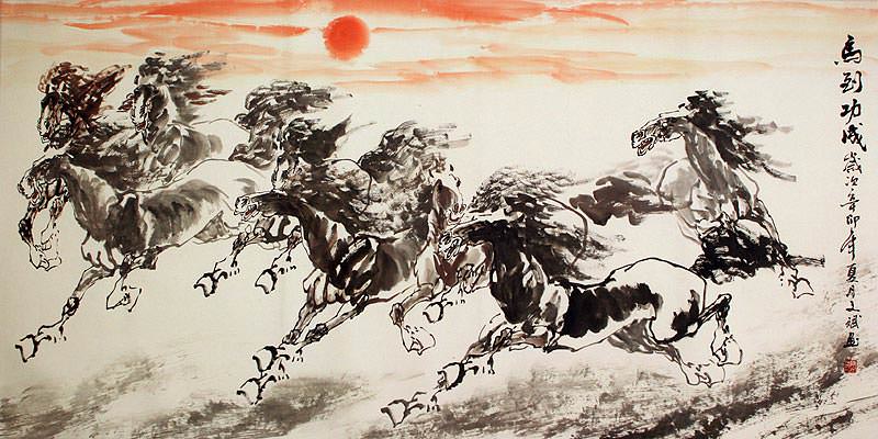 Huge Asian Horses Painting