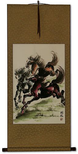 Horses Galloping Wall Scroll