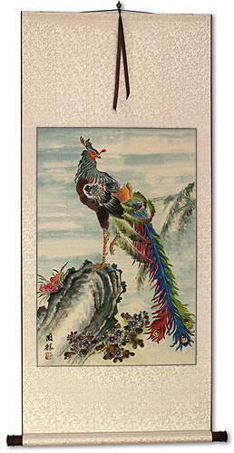 Phoenix / Golden Pheasant Wall Scroll