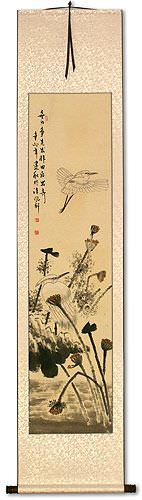 Egrets and Withering Lotus - Wall Scroll