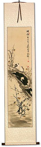 Birds and Flowers Autumn Scene Wall Scroll