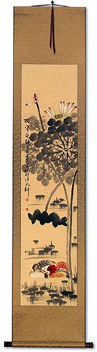 Mandarin Ducks & Lotus Flowers - Together Forever - Chinese Scroll