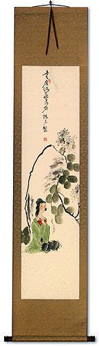 Antique-Style Beautiful Asian Woman Wall Scroll