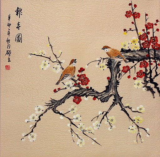 Birds and Plum Blossom Painting