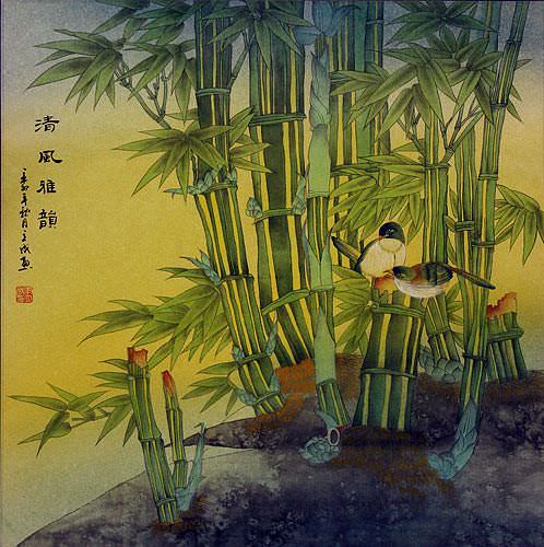 Birds and Bamboo Painting