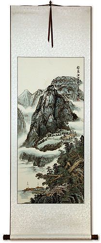 Chinese Waterfall Landscape Wall Scroll